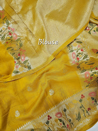 Premium Jute Blend Tussar with Paithani Weaving Border - Yellow