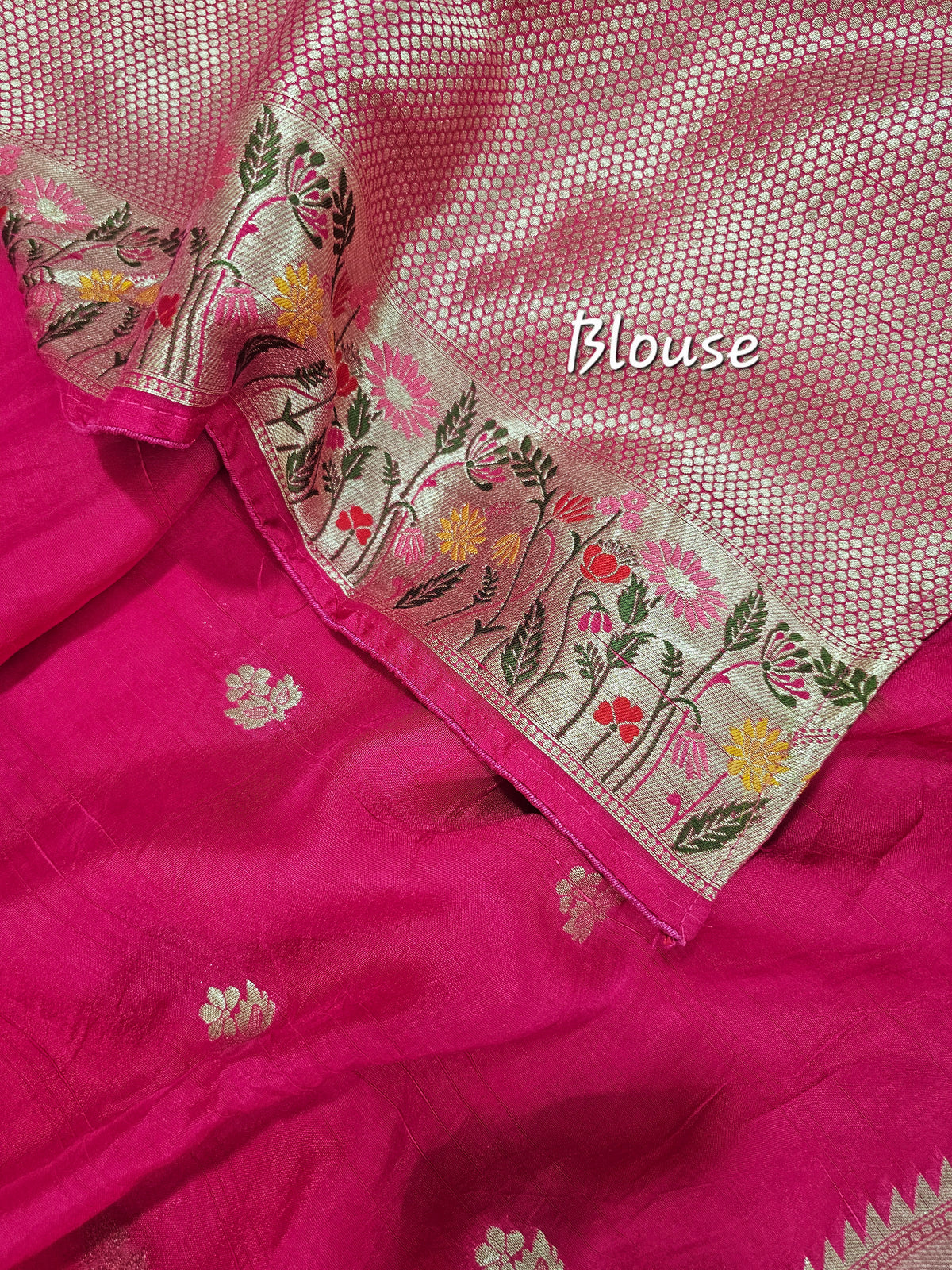 Premium Jute Blend Tussar with Paithani Weaving Border - Pink