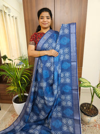 Indigo Linen Cotton with Digital Printed Sarees