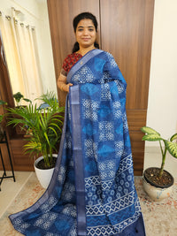 Indigo Linen Cotton with Digital Printed Sarees