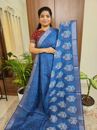Indigo Linen Cotton with Digital Printed Sarees