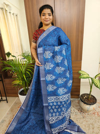 Indigo Linen Cotton with Digital Printed Sarees
