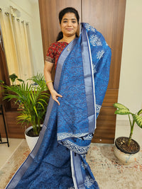 Indigo Linen Cotton with Digital Printed Sarees