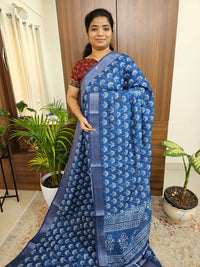 Indigo Linen Cotton with Digital Printed Sarees