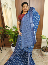 Indigo Linen Cotton with Digital Printed Sarees