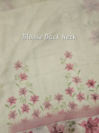 Soft Kota Sarees - Cream with Pink