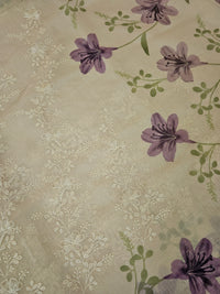 Soft Kota Sarees - Cream with Purple