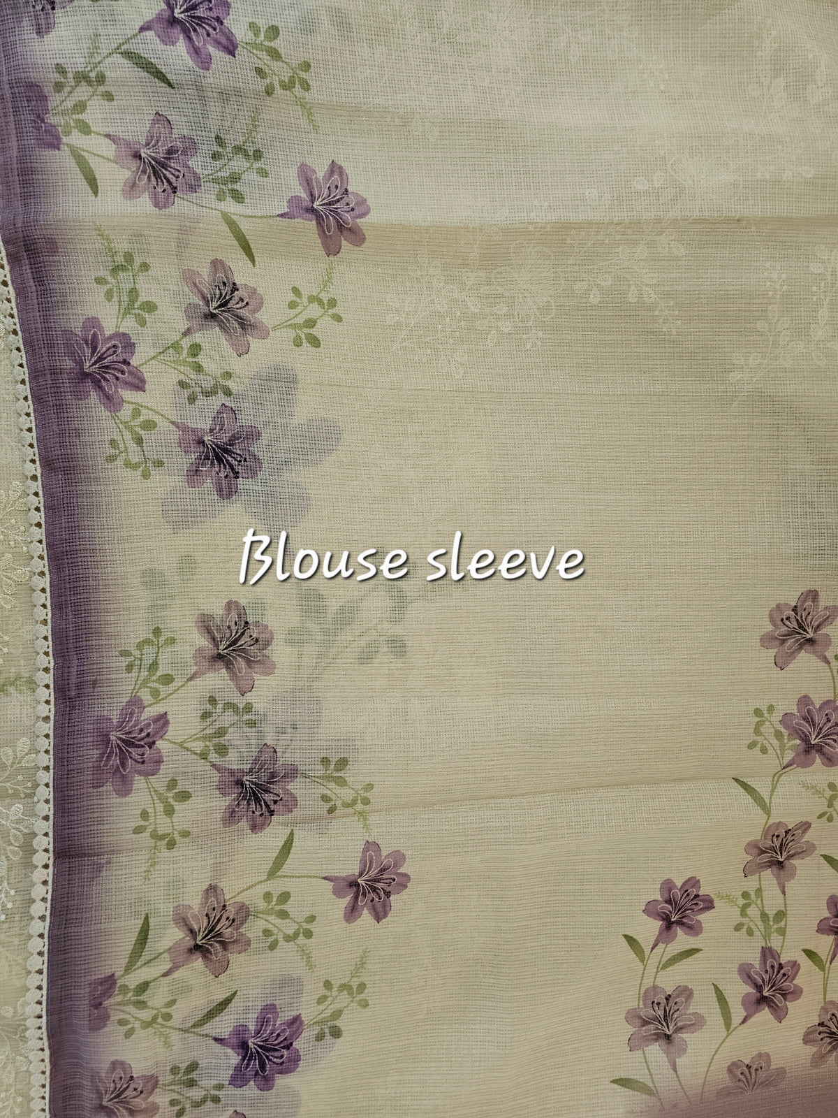 Soft Kota Sarees - Cream with Purple