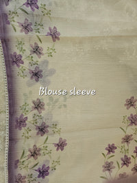 Soft Kota Sarees - Cream with Purple