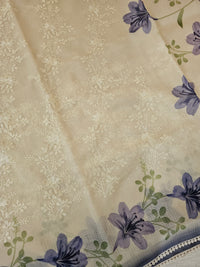 Soft Kota Sarees - Cream with Blue