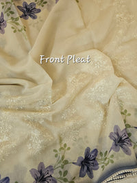 Soft Kota Sarees - Cream with Blue