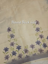Soft Kota Sarees - Cream with Blue