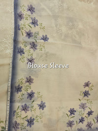 Soft Kota Sarees - Cream with Blue