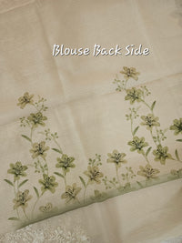 Soft Kota Sarees - Cream with Green