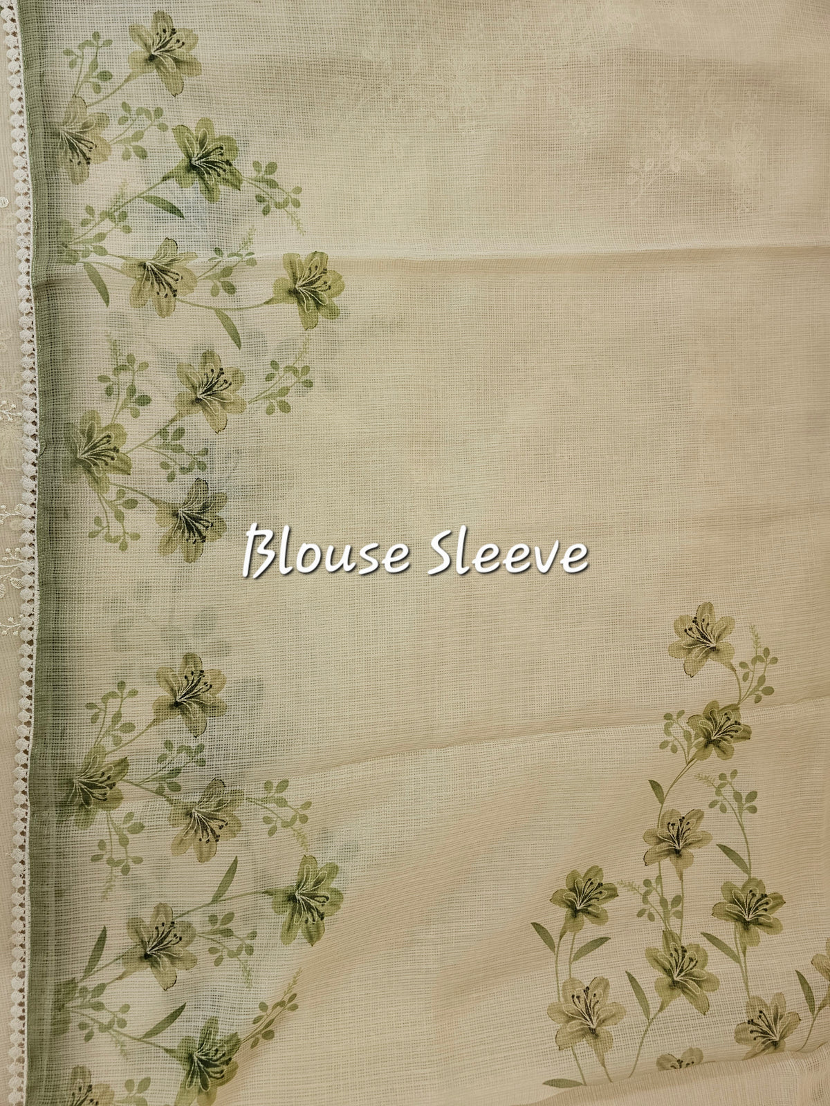Soft Kota Sarees - Cream with Green