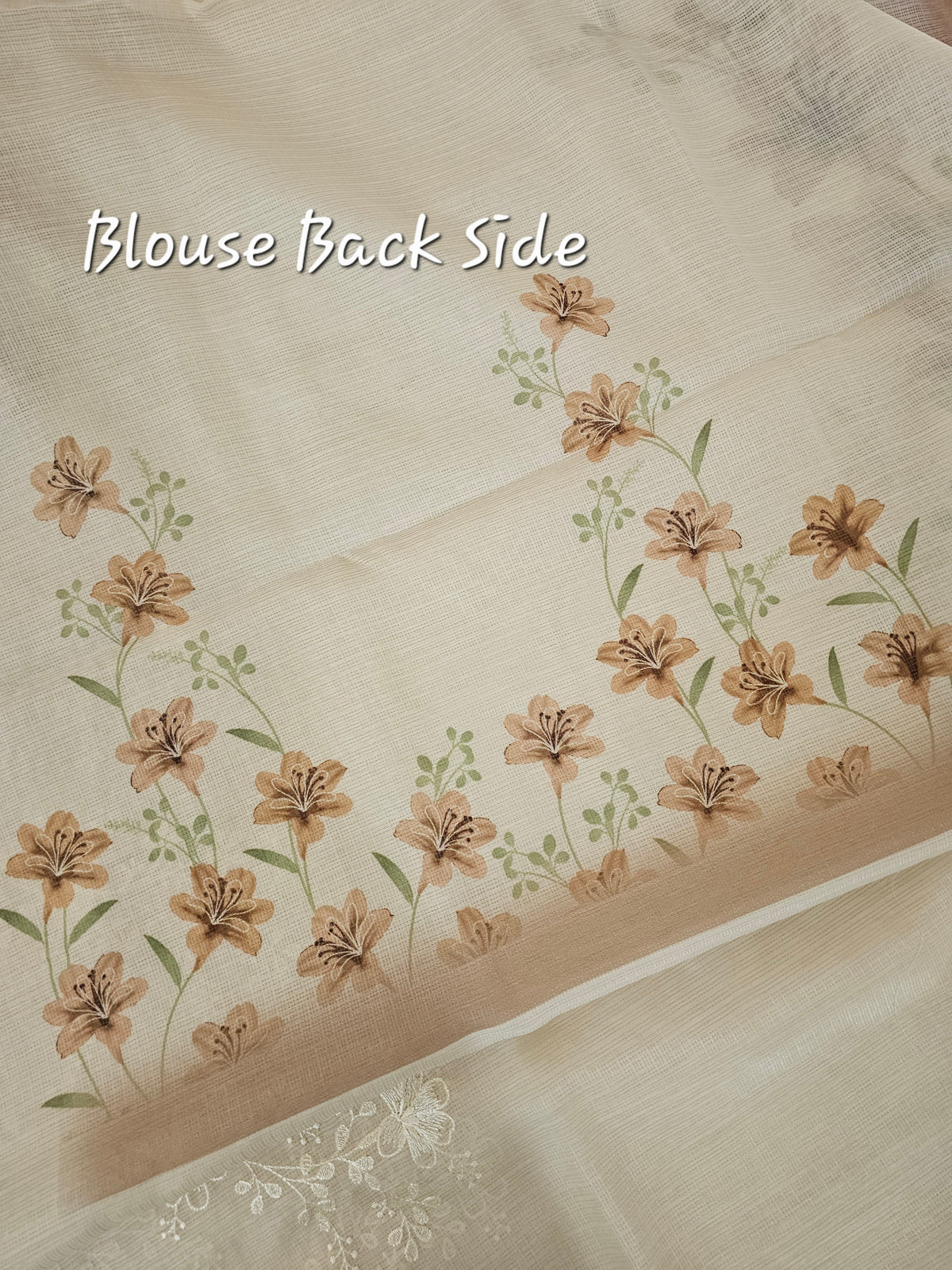 Soft Kota Sarees - Cream with Brown