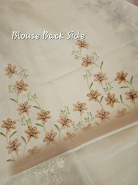 Soft Kota Sarees - Cream with Brown