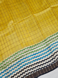 Pure Tussar Checks - Yellow with Multi Shade