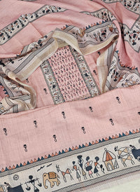 Semi Tussar Unstitched Salwar Suit  - Baby Pink