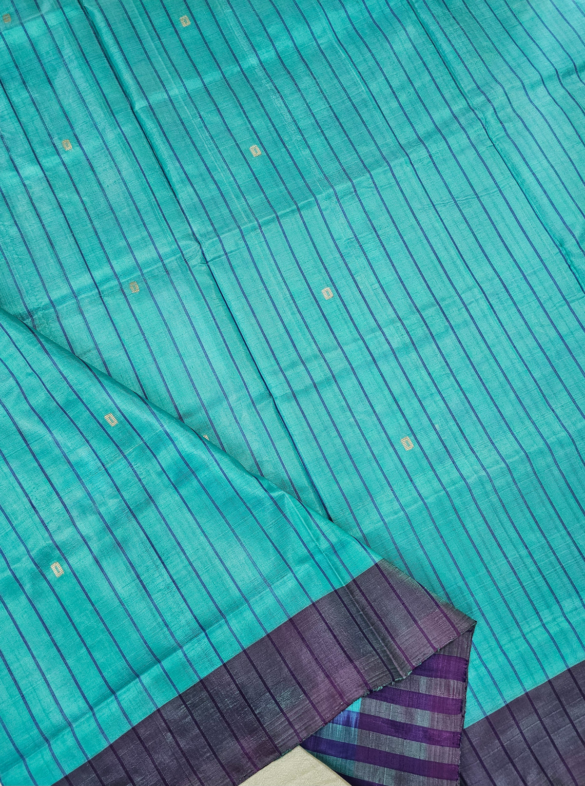 Chinnalampattu Saree - Sea Blue with Purple