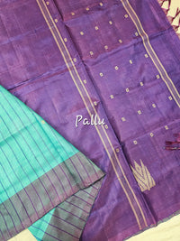 Chinnalampattu Saree - Sea Blue with Purple