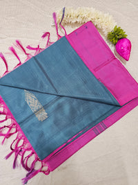 Chinnalampattu Saree - Grey with Pink