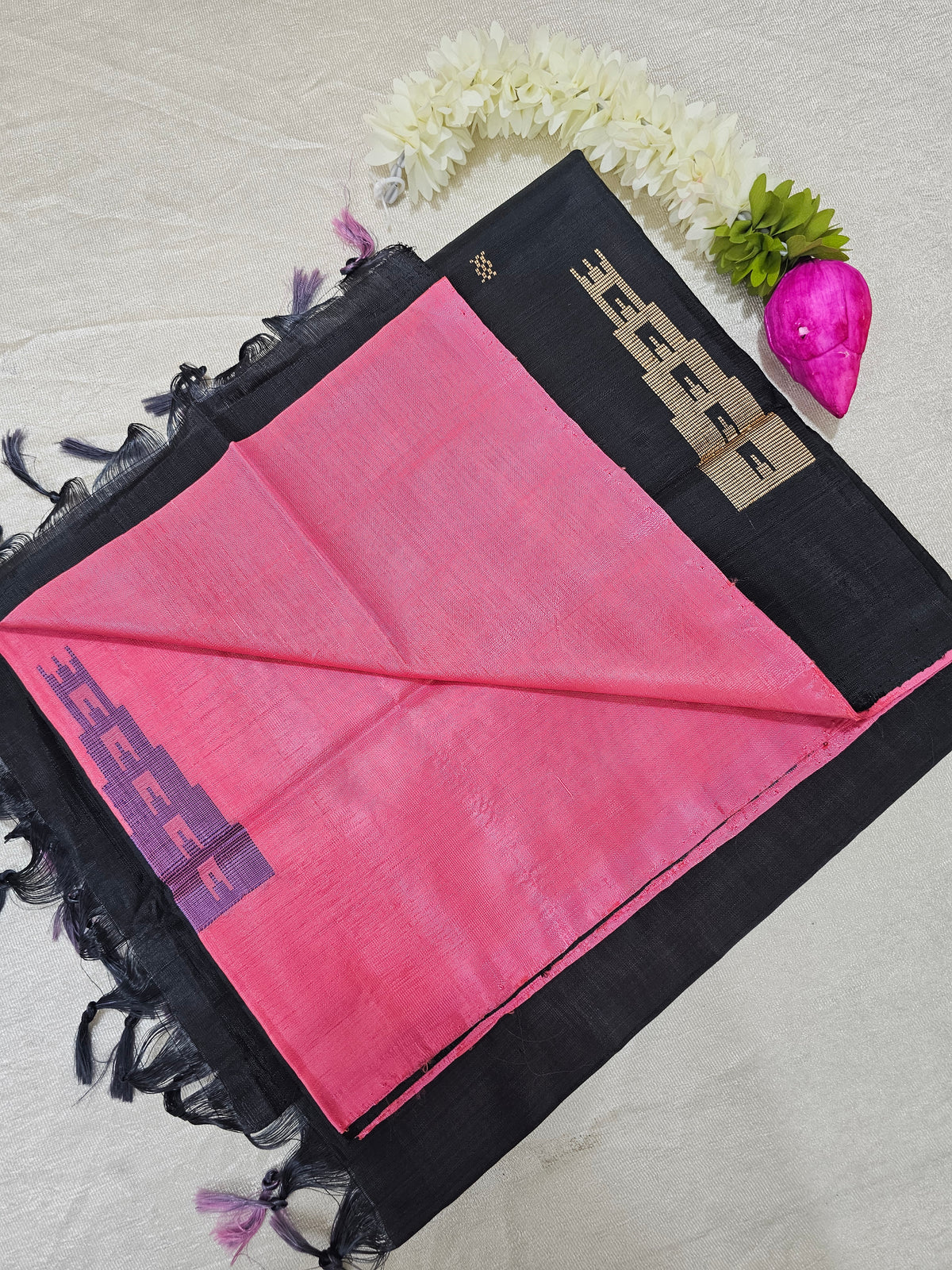 Chinnalampattu Saree - Pink with Black