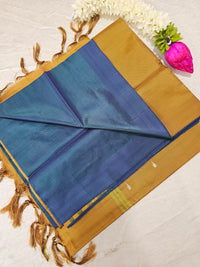 Chinnalampattu Saree - Dual Shade Peacock Blue cum Green with Brown
