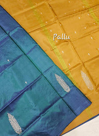 Chinnalampattu Saree - Dual Shade Peacock Blue cum Green with Brown