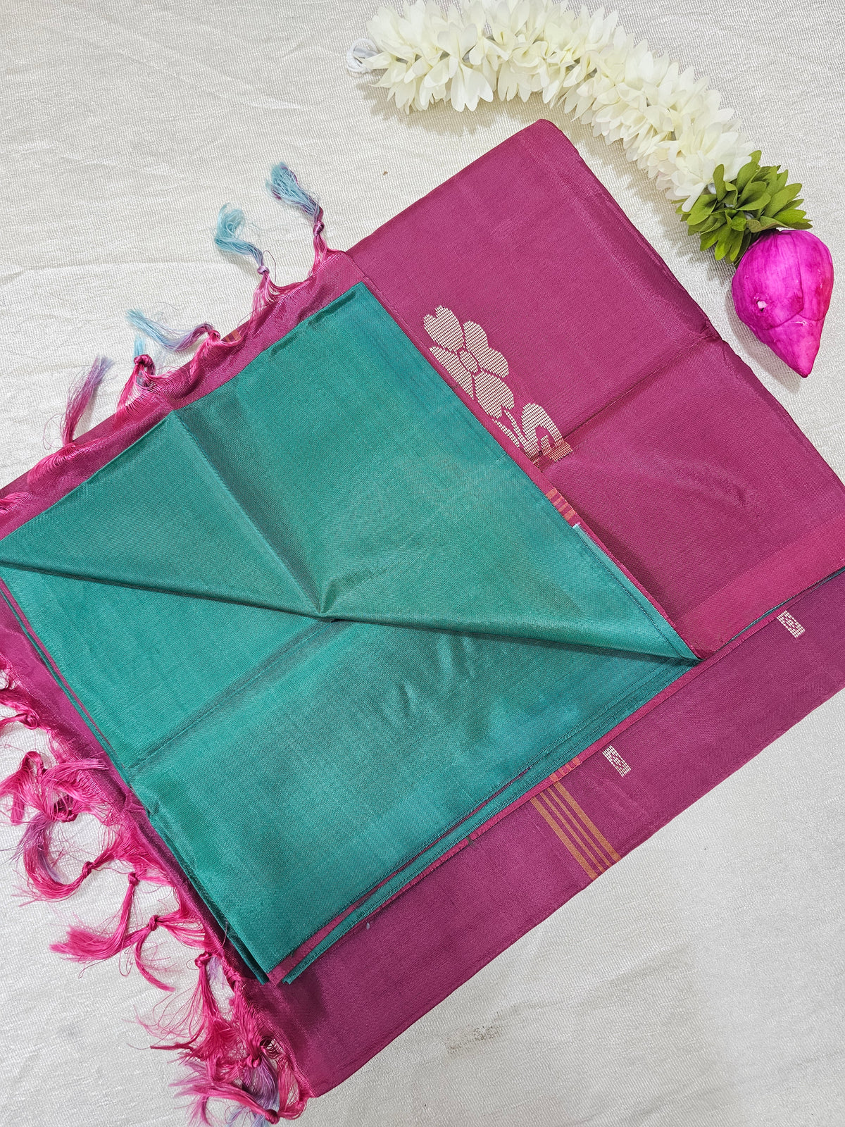 Chinnalampattu Saree - Sea Green with Blue