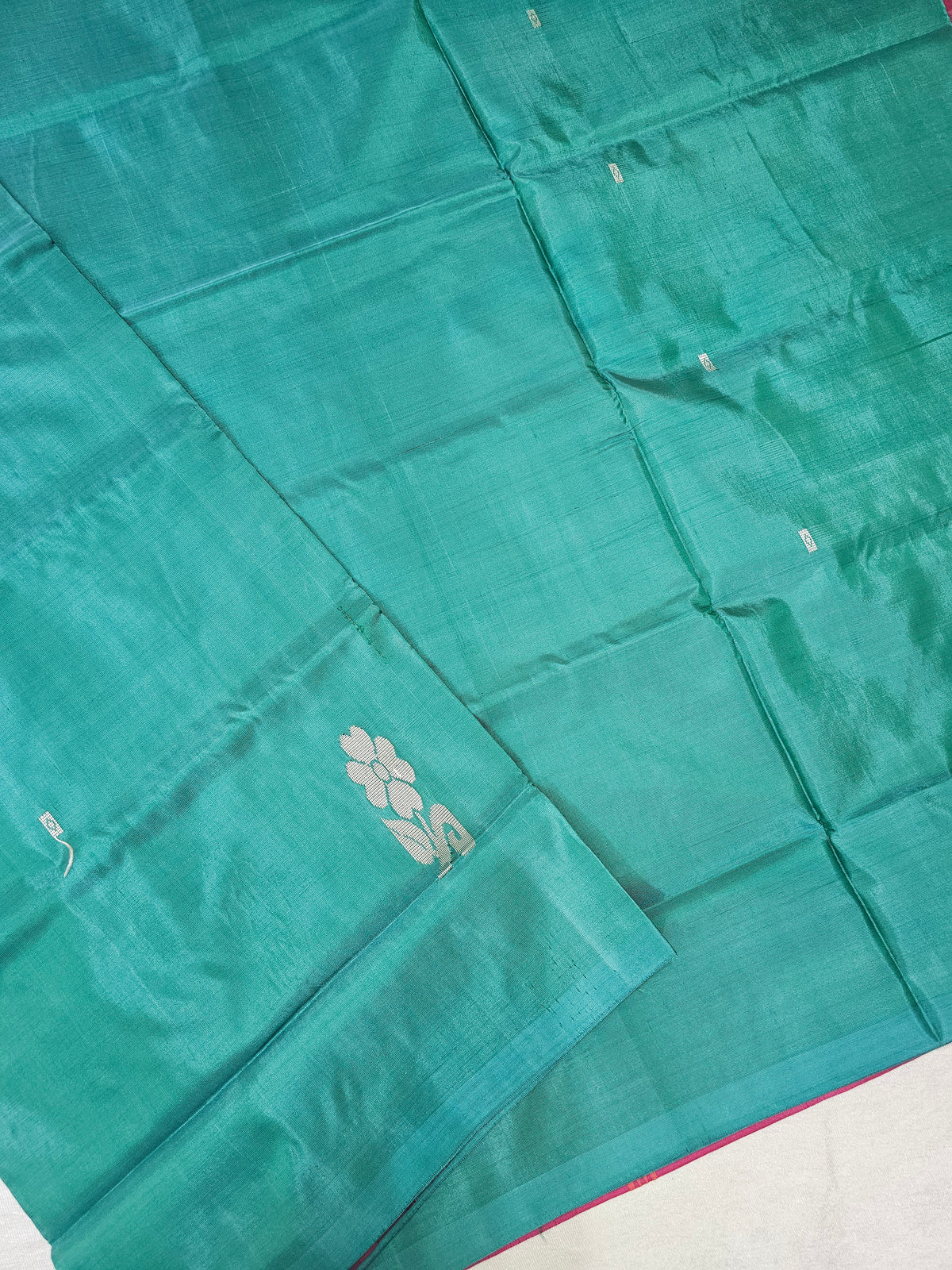 Chinnalampattu Saree - Sea Green with Blue