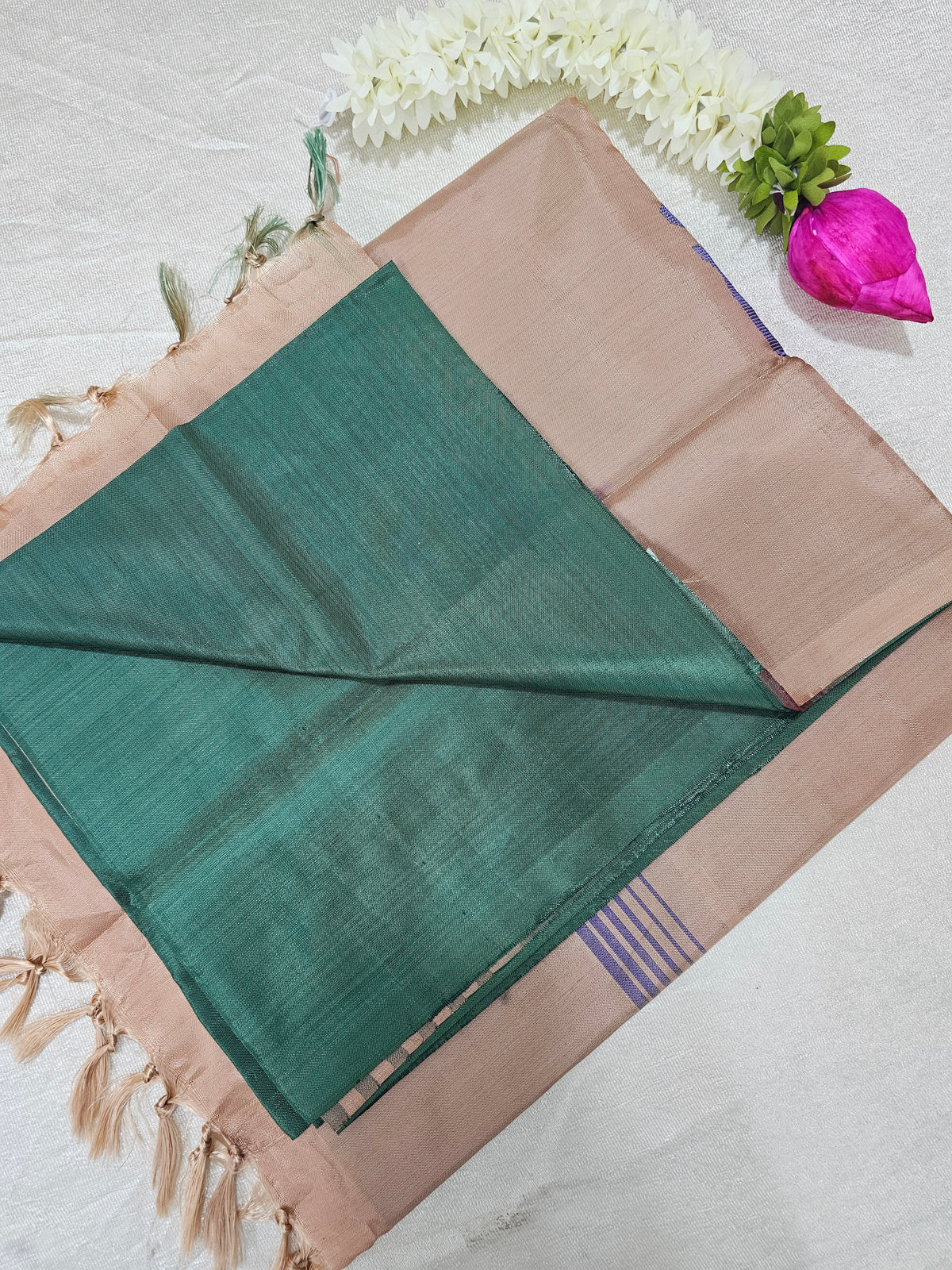 Chinnalampattu Saree - Green with Cream