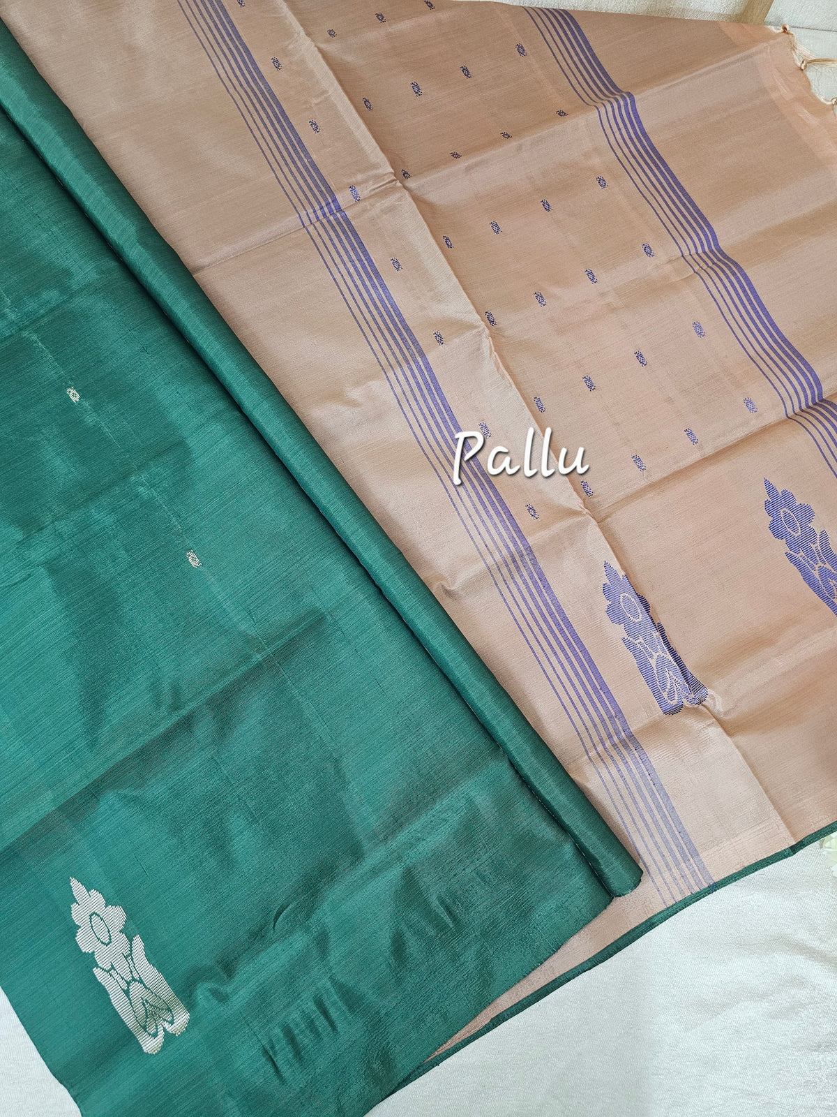 Chinnalampattu Saree - Green with Cream