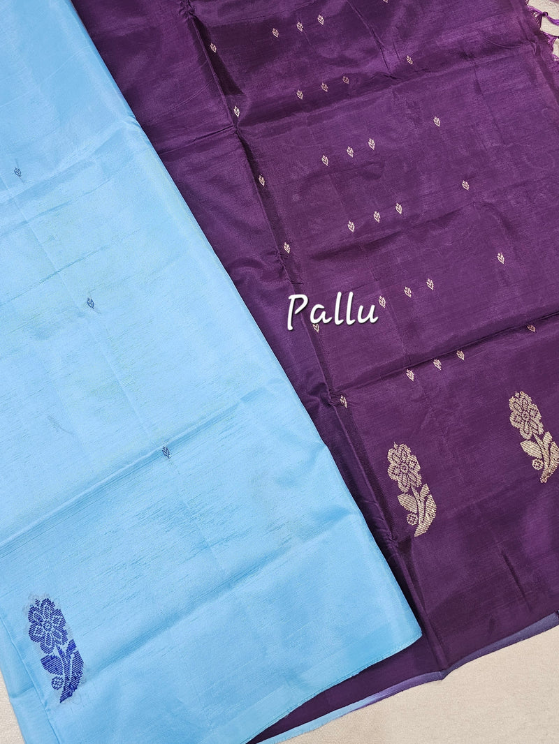 Chinnalampattu Saree - Blue with Dark Purple