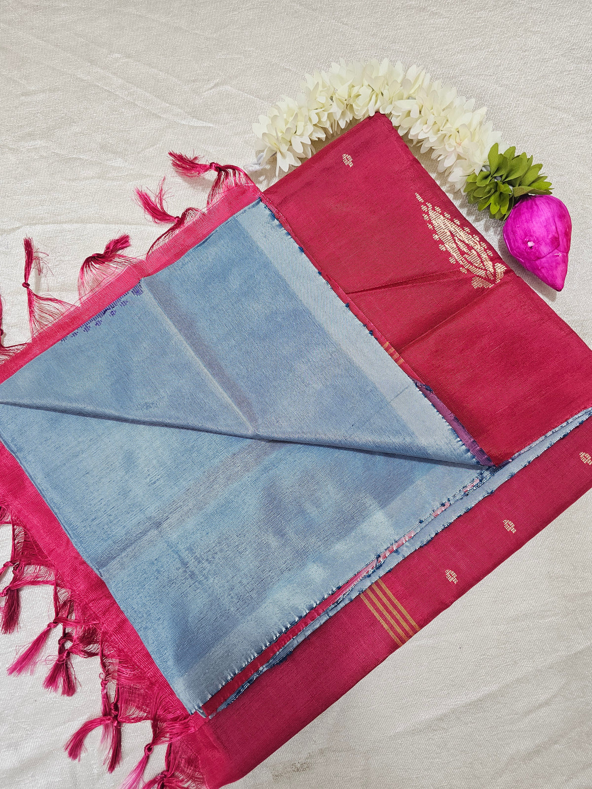 Chinnalampattu Saree - Blue with Red