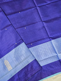 Chinnalampattu Saree - Dark Blue with Sky Blue