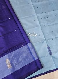 Chinnalampattu Saree - Dark Blue with Sky Blue