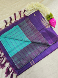 Chinnalampattu Saree - Sea Blue with Purple