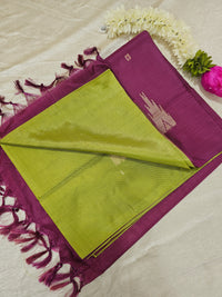 Chinnalampattu Saree - Green with Magenta Pink