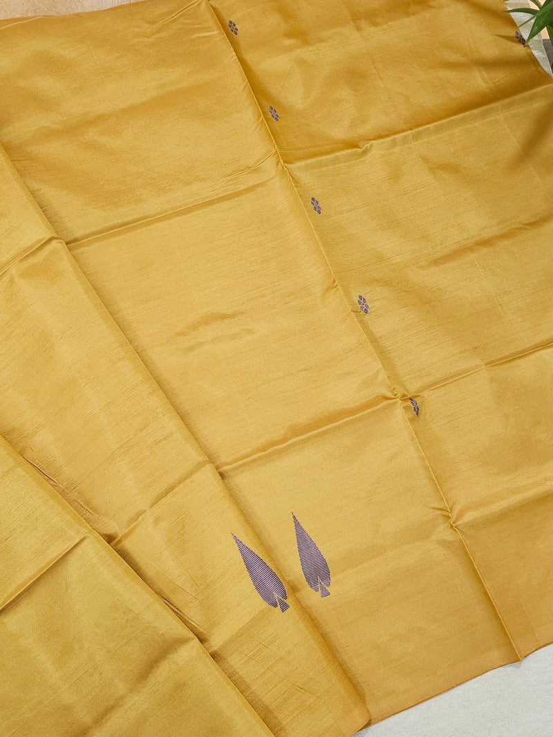 Chinnalampattu Saree - Mustard Yellow with Purple
