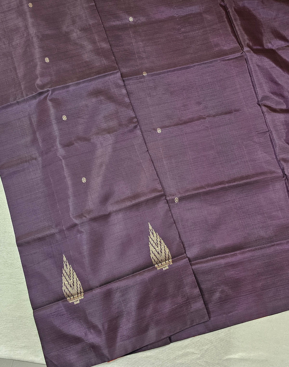 Chinnalampattu Saree - Dark Purple cum Brown with Orange