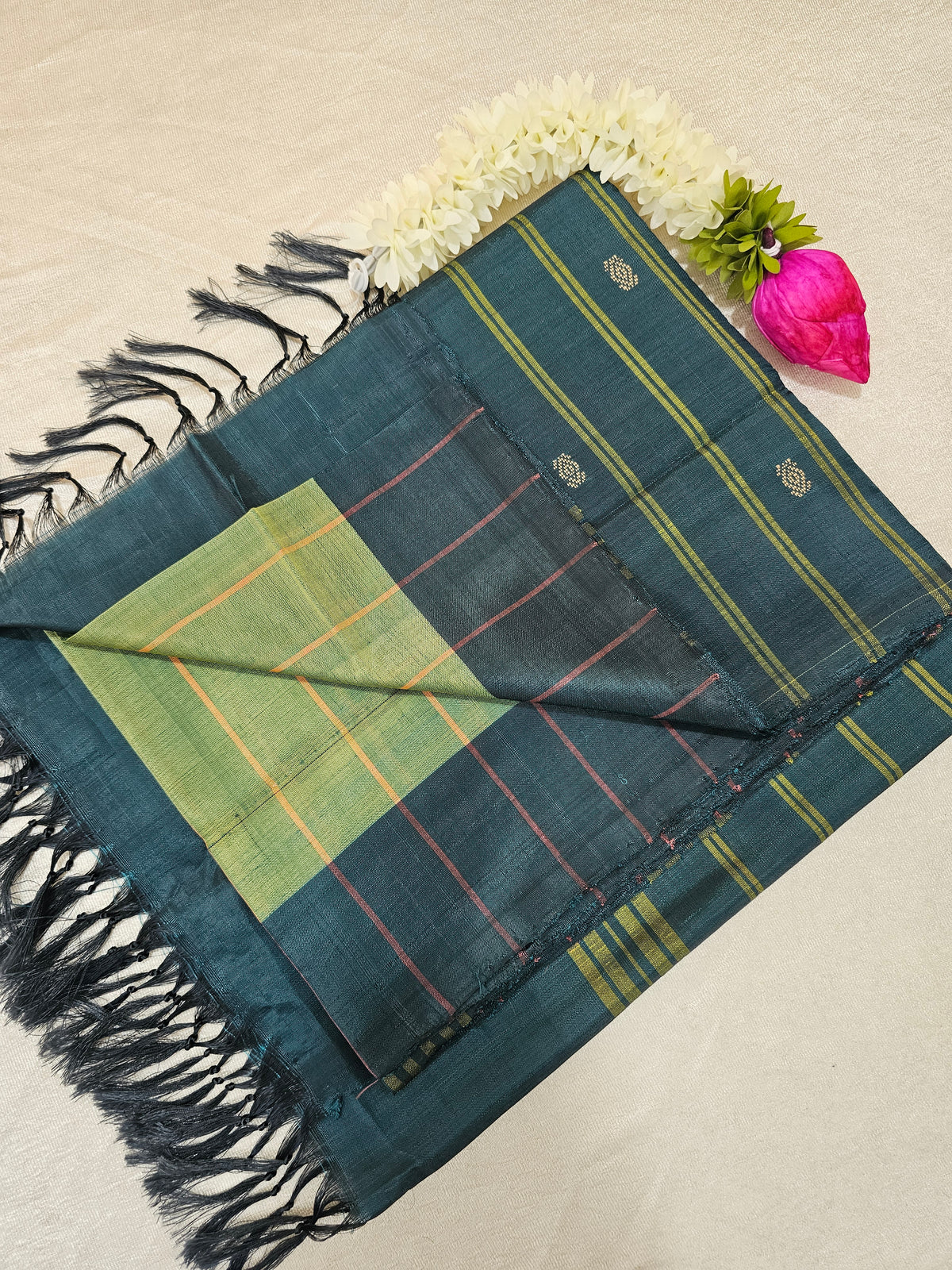 Chinnalampattu Saree - Green with Dark Green