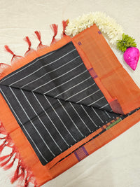 Chinnalampattu Saree - Black with Orange