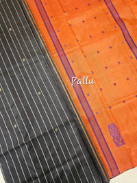 Chinnalampattu Saree - Black with Orange