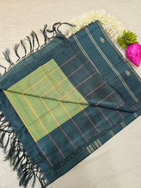 Chinnalampattu Saree- Green with Peacock Green