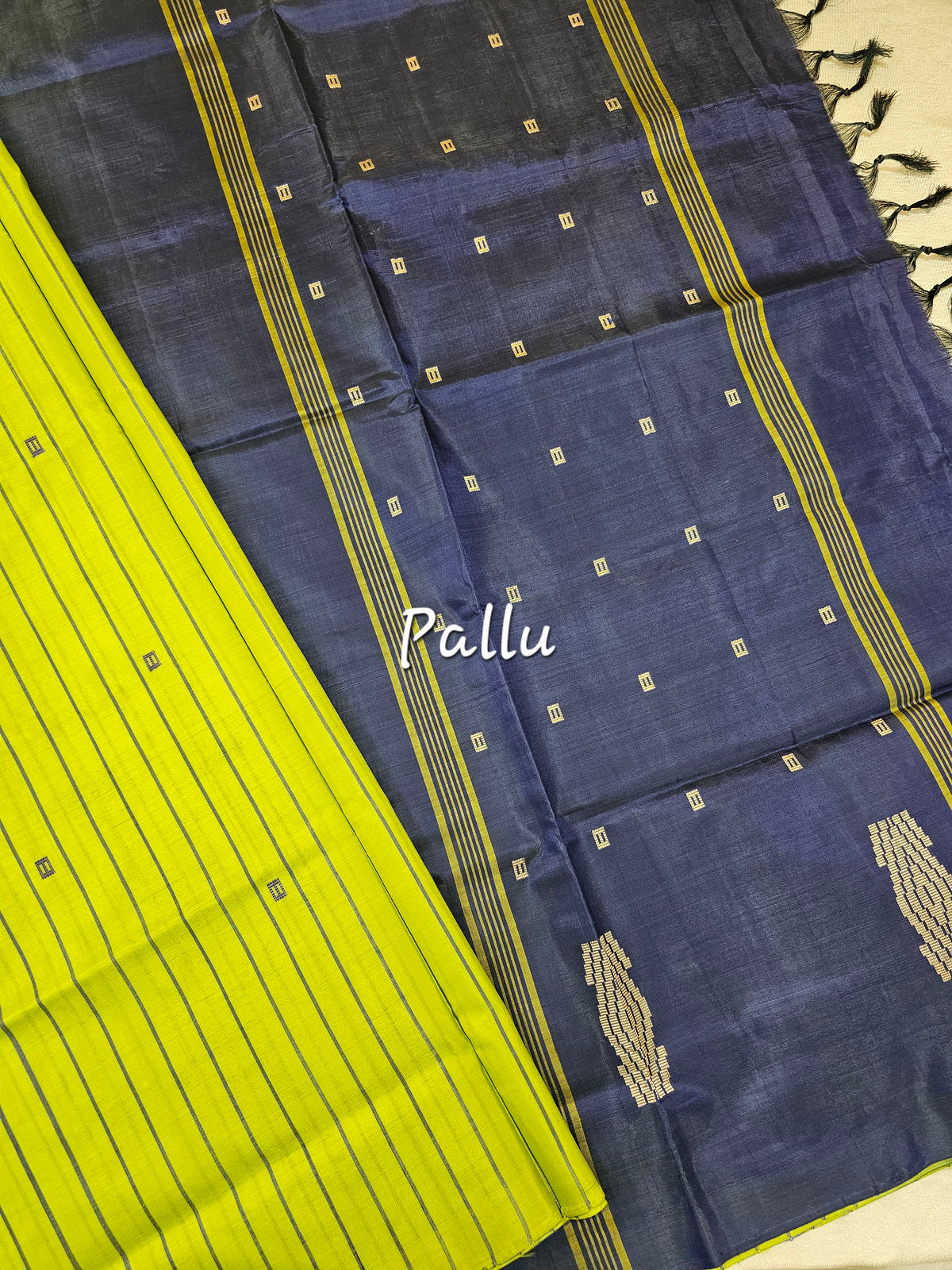Chinnalampattu Saree - Green with Blue