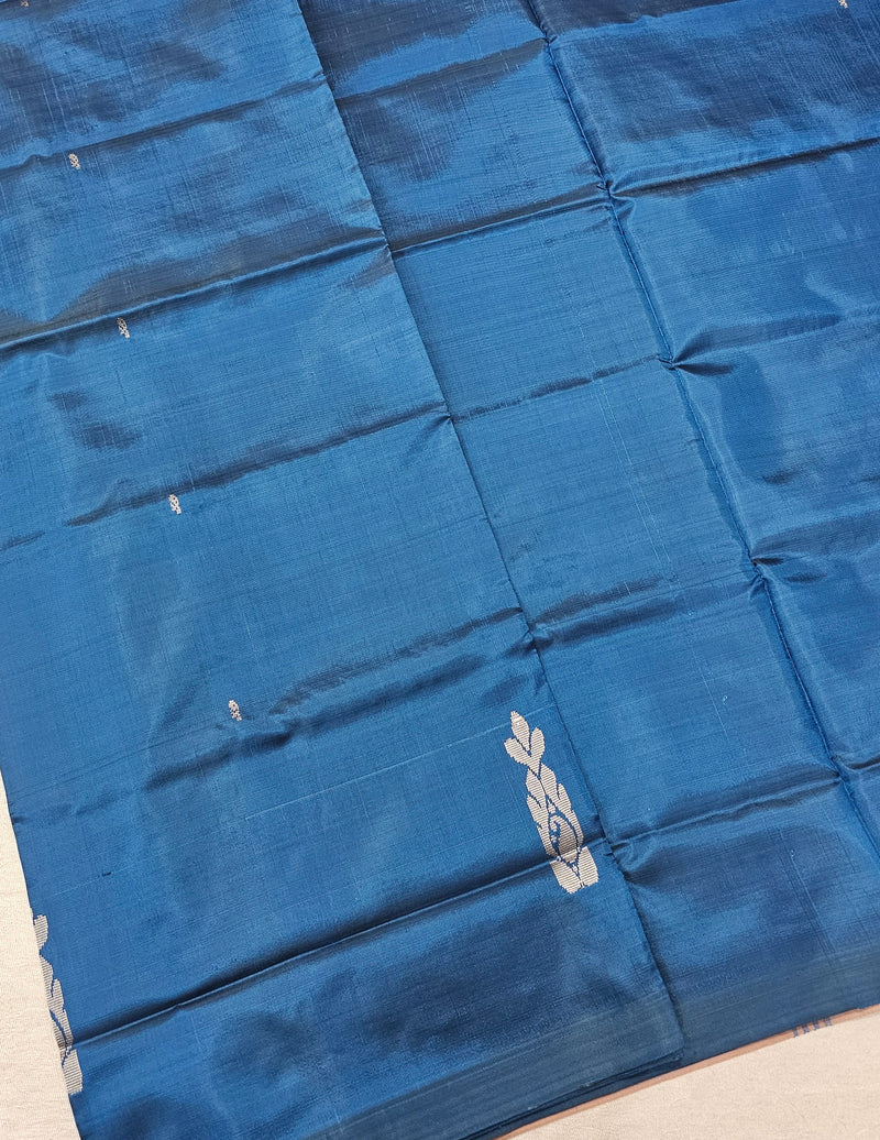 Chinnalampattu Saree - Peacock Blue with Cream