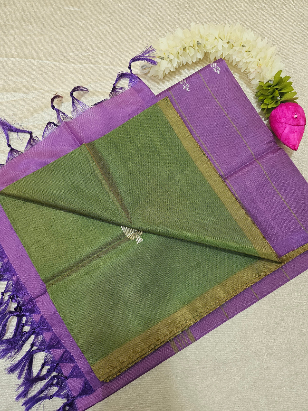 Chinnalampattu Saree - Green with Purple