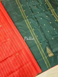 Chinnalampattu Saree - Red with Dark Green