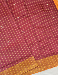 Chinnalampattu Saree- Dark Red with Orange